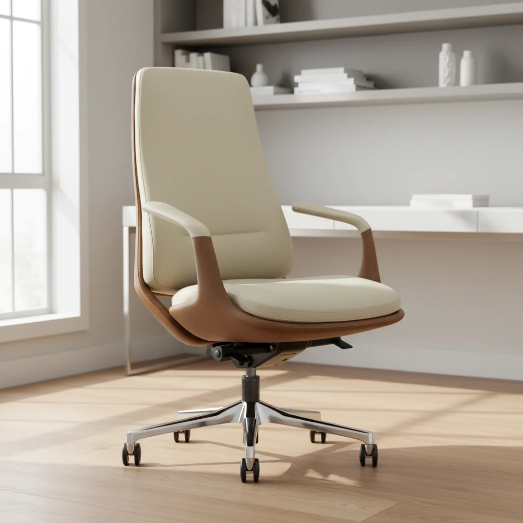 Premium Quality Leather Executive Office Chair-Modern Ergonomic Design Adjustable Height 4