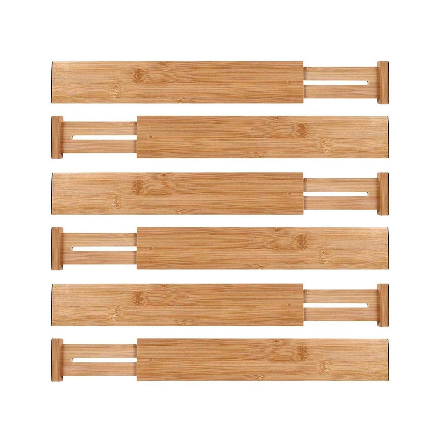 Set of 6 Expandable Bamboo Adjustable Drawer Dividers Modern Design for Kitchen Bedroom Bathroom Clothing Storage-Save Space