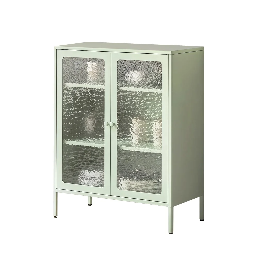 MYOUBAO Metal Storage Cabinet Steel Display Cabinet with Support Feet Buffet Cabinet for Kitchen,Living Room,Dining Room,Home