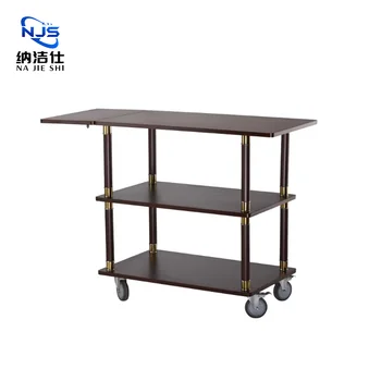 Elegant Three-Tier Wooden Board Wine Cart Trolley for Home Living Room Kitchen Direct From Factory with Elegant Pillar Design