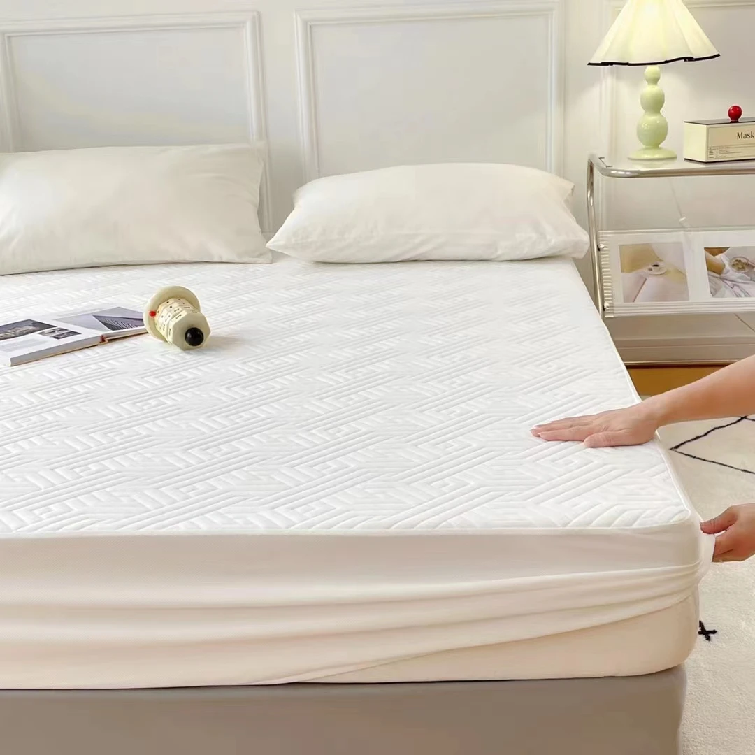 Housse de protection de matelas personnalisée imprimée, housse blanche imperméable en TPU pour matelas, avec élastique
