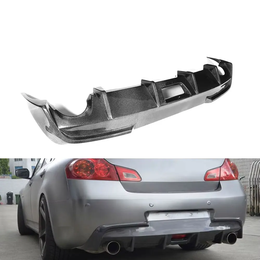 Infiniti G37 G35 Rear Bumper Diffuser - 5-Fin Carbon Fiber Look Splitter Lip Kit