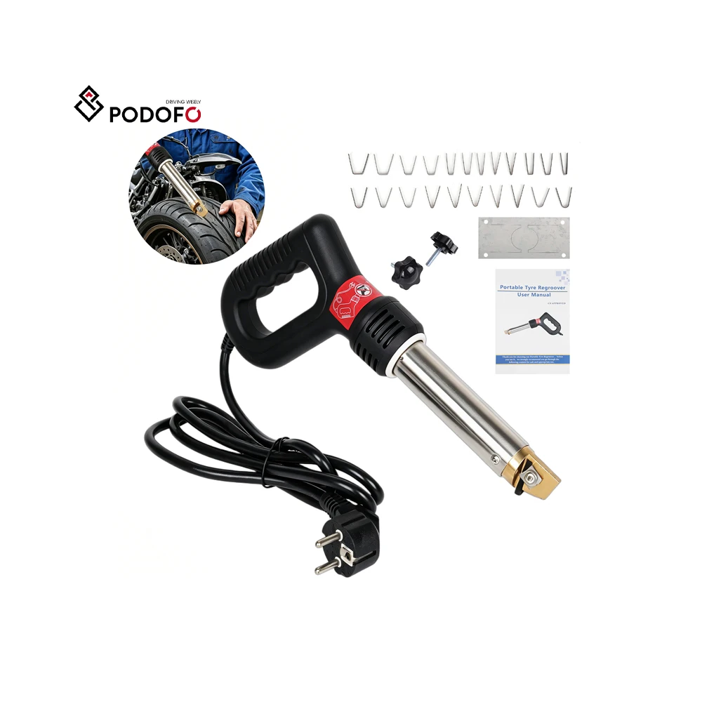 Podofo Motorcycle Tire Grooving Tool 220V 300W Tire Groover Machine Iron Tire Groover Cutter Professional for Motorcycle OEM T9688EU
