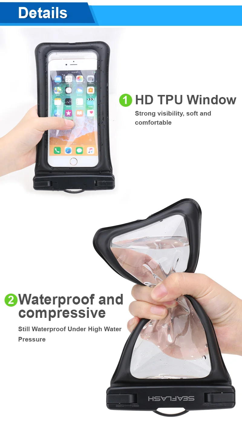 IPX8 REACH ROHS Certificated Premium TPU Swimming Floating Waterproof Phone Bag With Armband