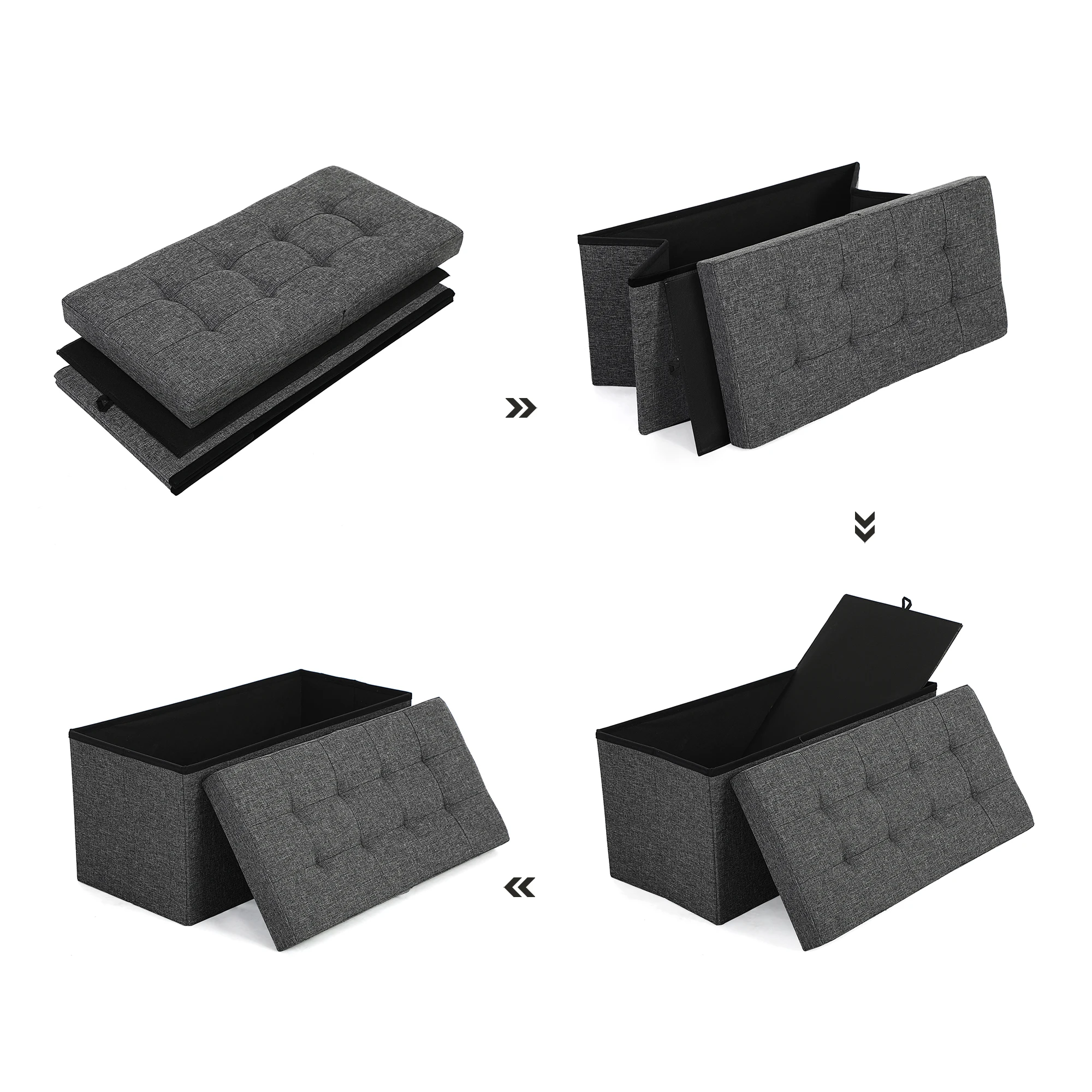 Songmics Foldable Chest Sofa Ottoman Storage Hotel Mdf Rectangular