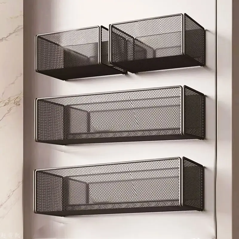 Refrigerator Magnetic Metal Storage Rack Five Layers Side Storage Punch-Free Kitchen Wall-Mounted Spice Hanging Basket