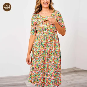 Wholesale High Quality Women Maternity Clothes Custom Printed Classic  Nursing Dress