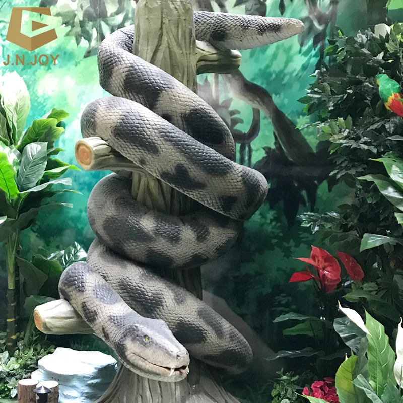 SGAI52 Artificial Animatronic Snake Model Realistic Animal Anaconda with Tree