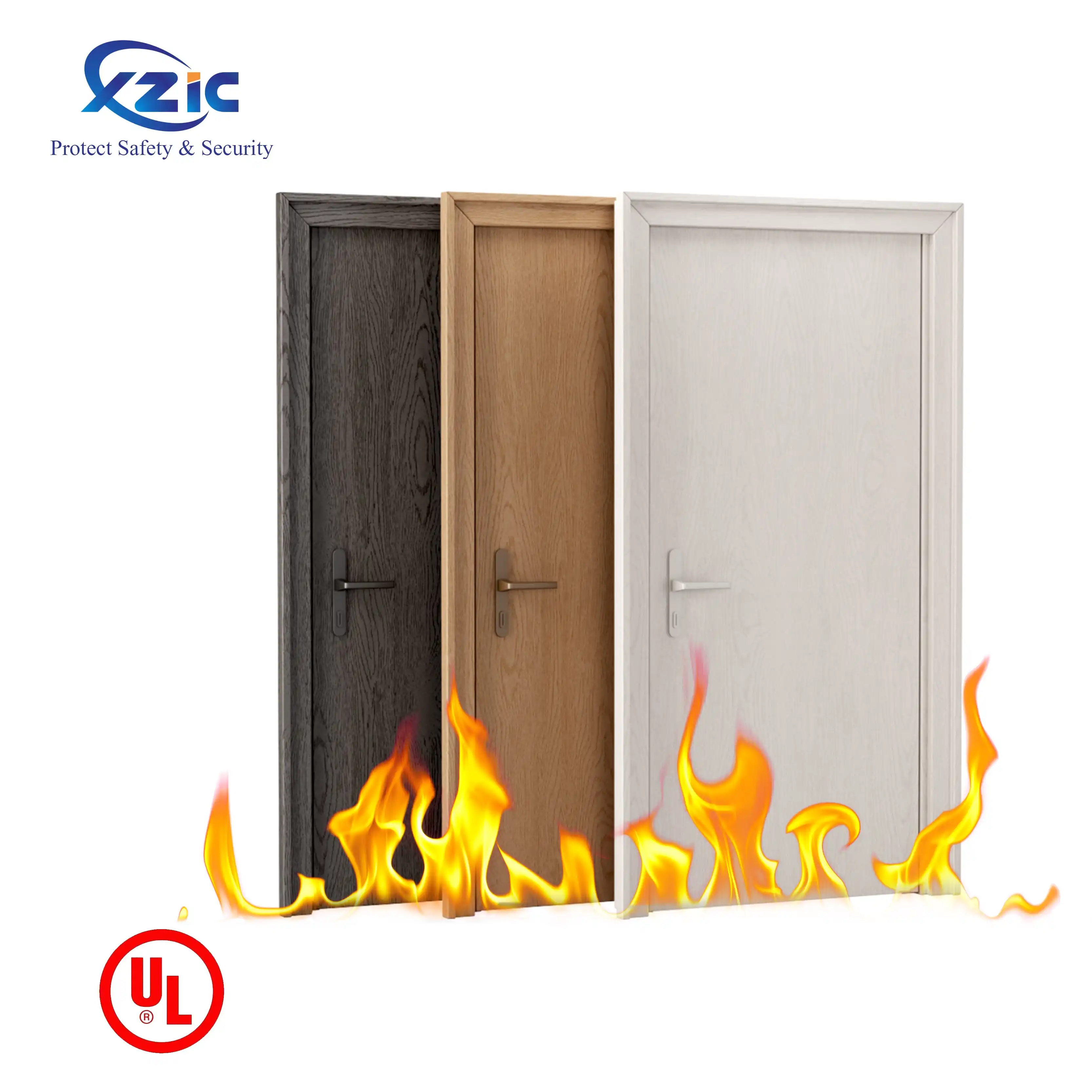 China top manufacturer made to measure fire door walnut veneer internal wooden fire doors 60 min wood hotel door