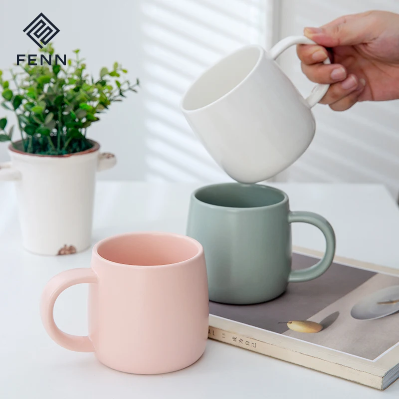 product fenn simple style 400ml solid color glaze porcelain mug home office use smooth surface ceramic coffee tea cup mugs-57