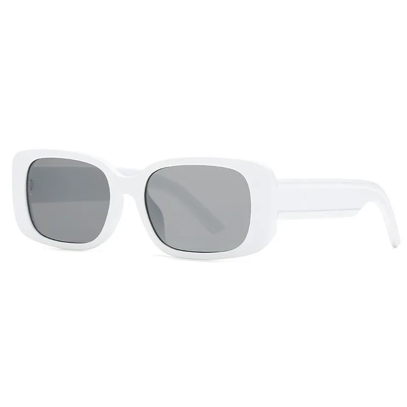 Trendy Small Frame Rectangle Sunglasses for Women - White  display picture 3