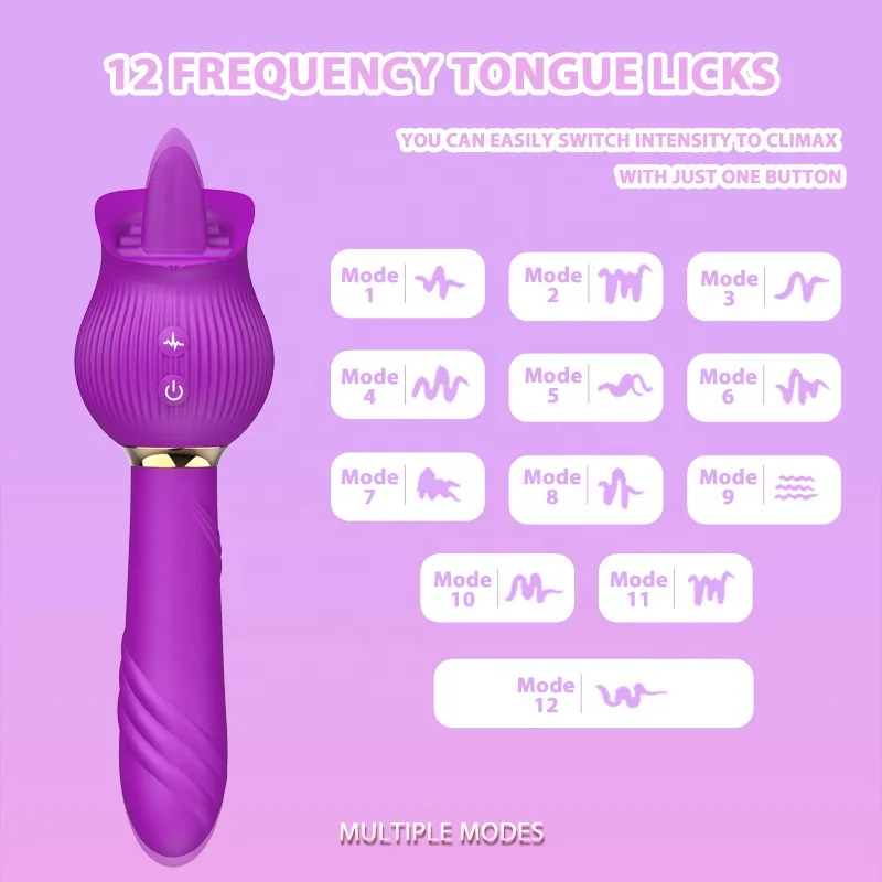 Latest Released 12 Types Licking 12 Modes Vibration 2 Motors Vibrator Woman Pussy Masturbation Toy Sex Silicone