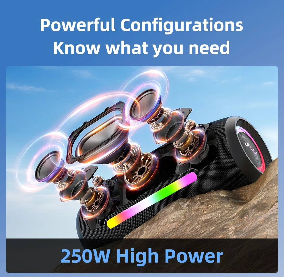 Zealot S89 250W 大出力 3Dステレオ ワイヤレス Bluetooth Hi-Fi サブ