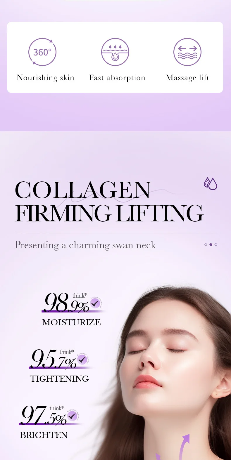 OEM Roller Neck Cream Lifting Firming Anti-aging Remove Wrinkle Moisturizing Smooth Nourishing Neck Skin Care Products