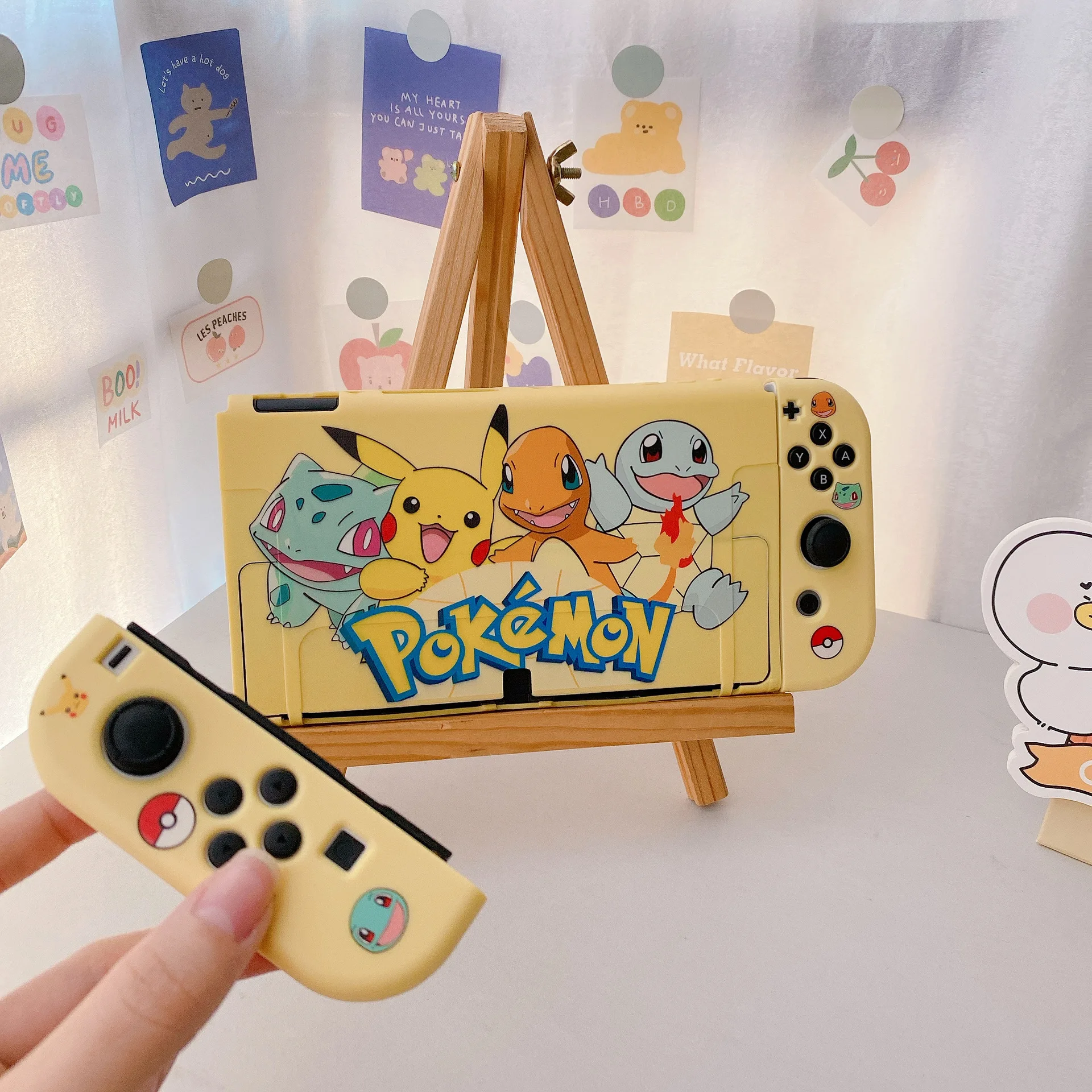 Мягкий чехол из ТПУ с милым мультяшным покемоном для геймпада Nintendo Switch Oled съемный чехол-подставка переключателя