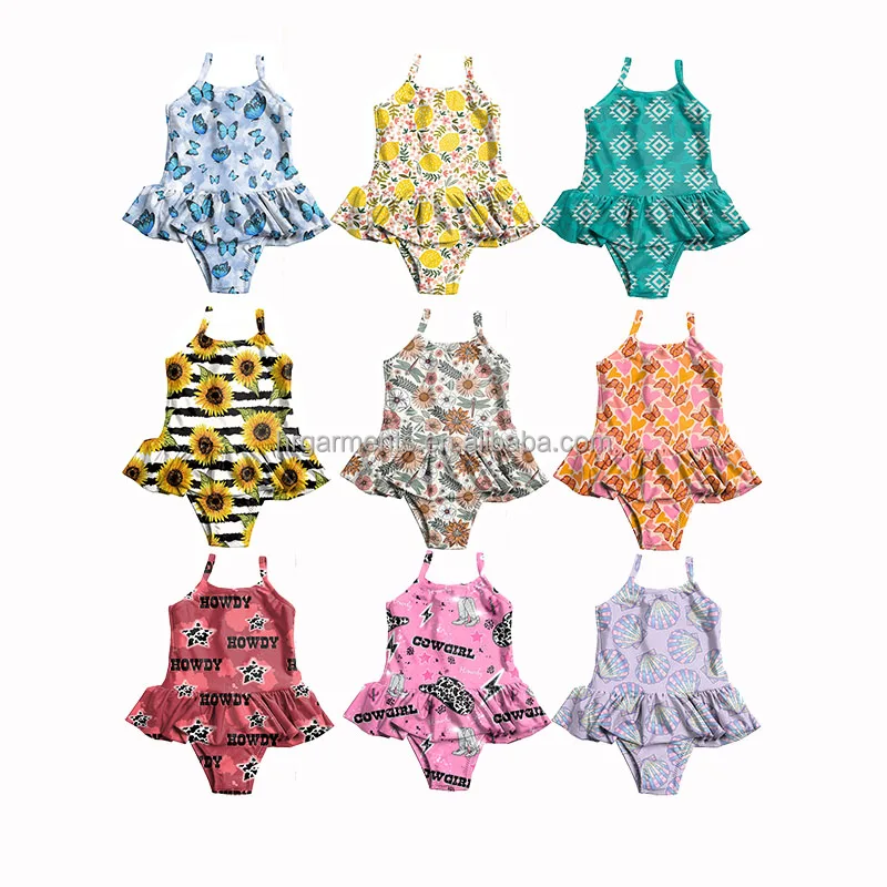 Custom One Piece Ruffle Baby Swimsuit Summer Children Swimwear Boutique