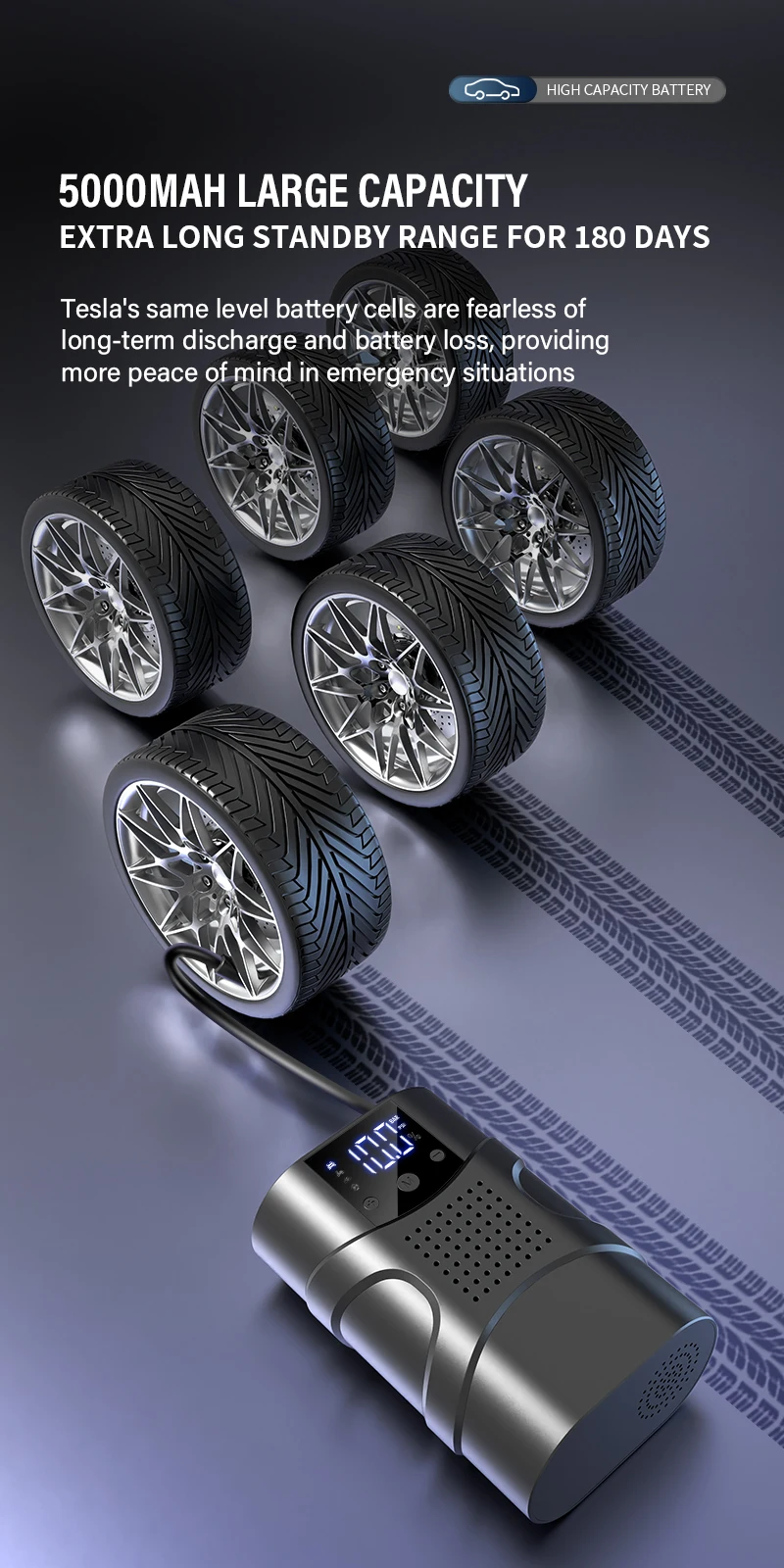 2025 BR Hot Sale Portable Electric Air Compressor 150PSI Type-C LED Multitool Inflator Speed Boost Feature Tire Inflators