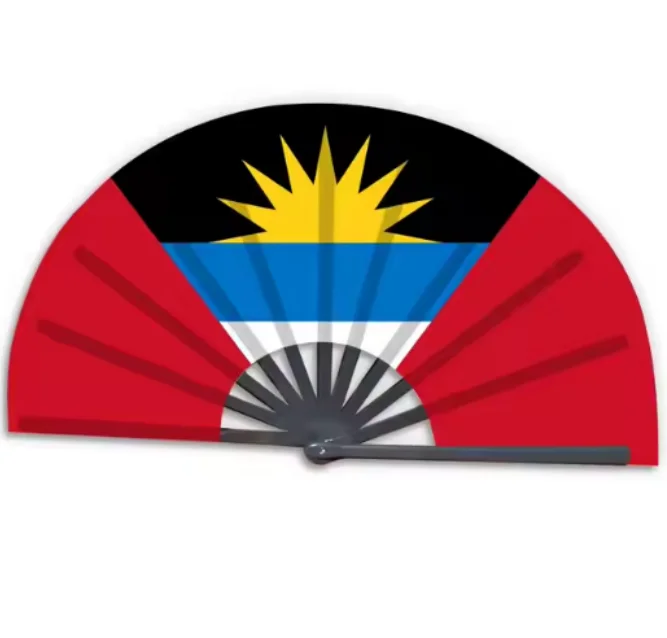 Antigua And Barbuda Flag Loud Noise Custom High-quality Fan Folding Hand Fans Logo Large_voghion.com