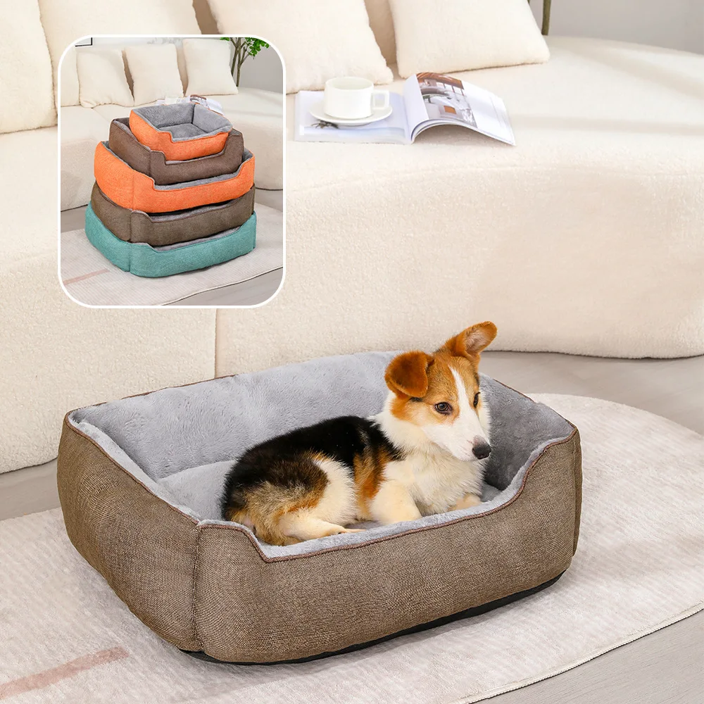 Nueva llegada, cama para perros de felpa lavable, exterior de vellón resistente a los arañazos y respetuosa con el medio ambiente con relleno de algodón PP