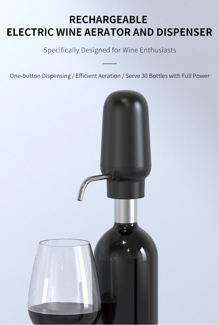 Hot Sale Electric Wine Decanter Aerator Dispenser Pourer with Automatic Feature PC and Plastic Material Glass Bottle for Gift