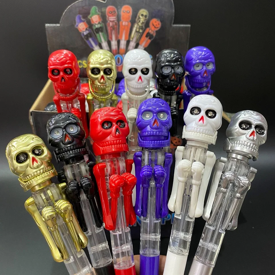 Yes Novelty Kawai OEM&ODM Skull Halloween Gifts Relief Fight Kids Toys  Writing Pen Led light Skull Top Boxing Pen| Alibaba.com