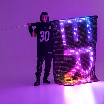 Wholesale RGB Velvet Star Curtain Led Beads Wedding Stage Party Decor Soft Flowing Fabric for Wedding Party Club Event