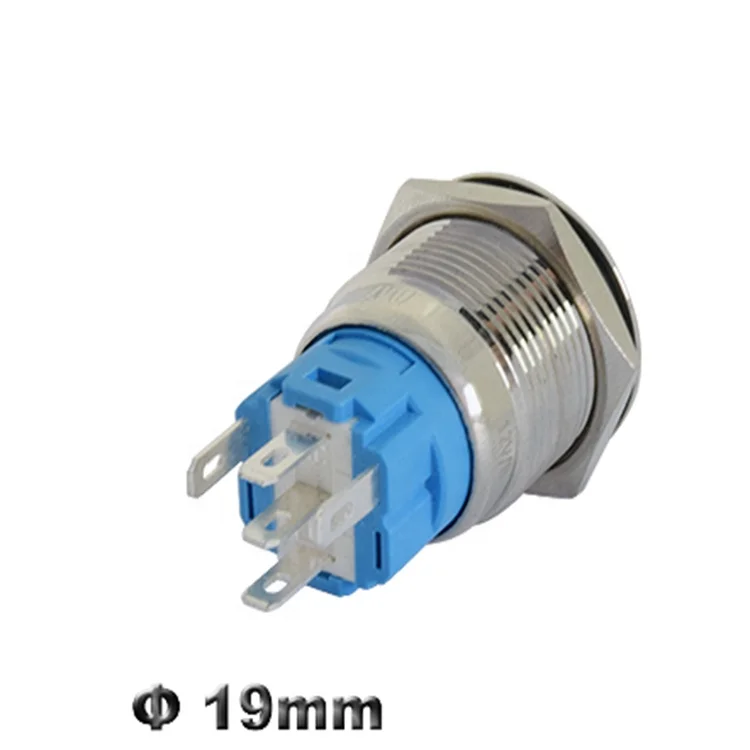 19mm Metal Push Button Switch Stainless Steel Brass Switch Latching 12V 220V Red Green LED Switch Pushbutton Momentary on Off