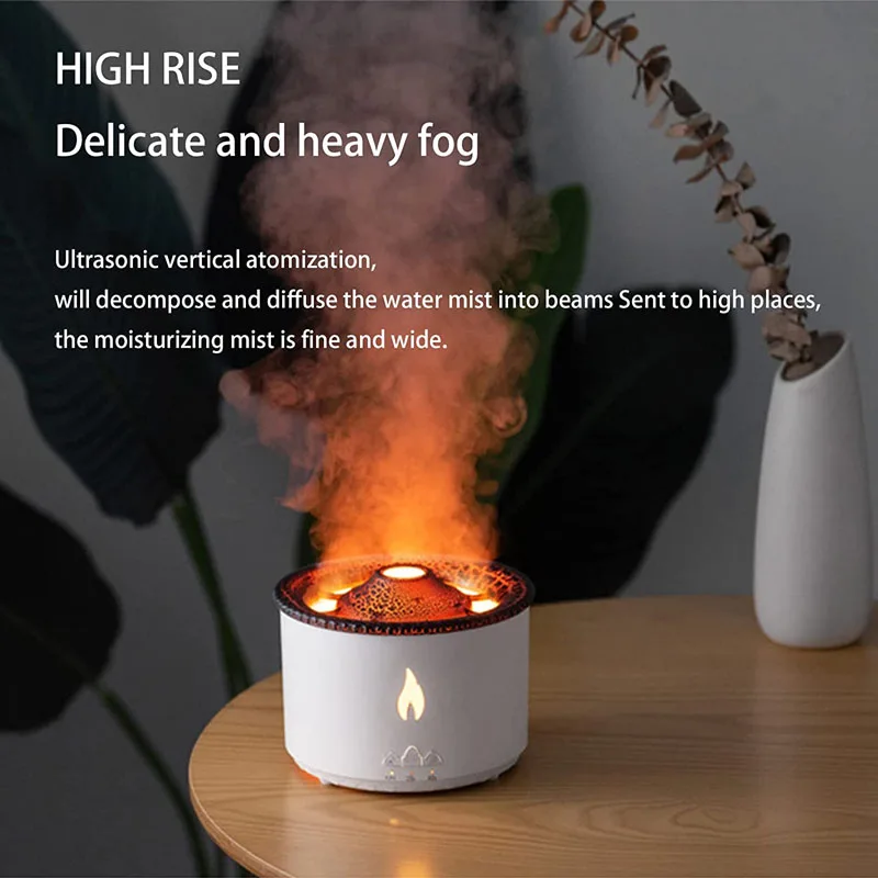 2023 new 360ml portable ultrasonic essential oil spray air humidifier 3d fire flame aroma volcano diffuser