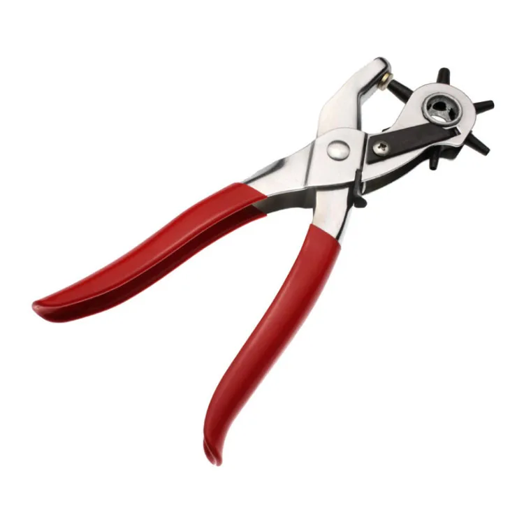 Hole Making Revolving Red Punch Pliers For Leather Belts Eyelet Tool 6 Sizes 