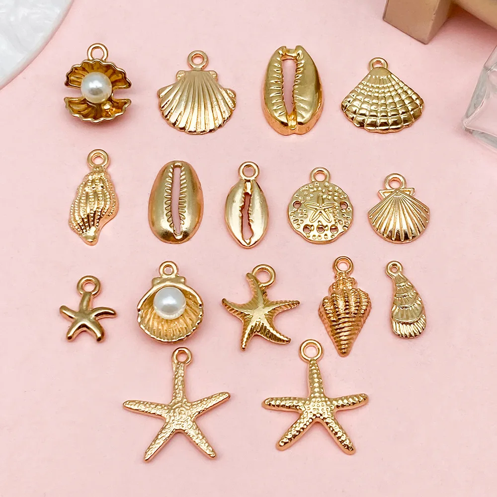 30-50 Pcs Gold Plated Multicolor Charm Pendants for Bulk Bracelet