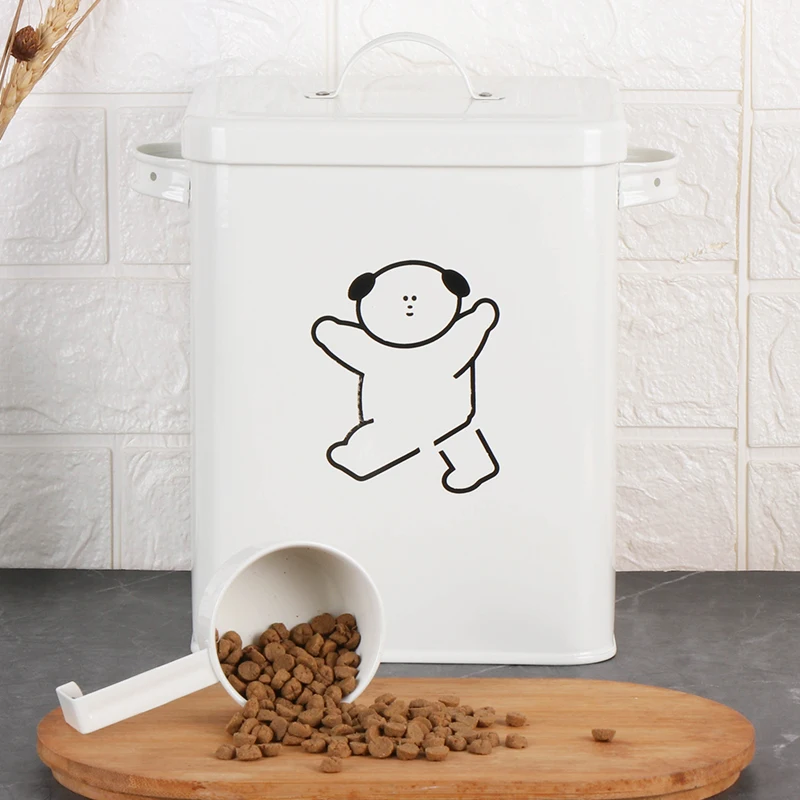 Sealed Pet Food Storage Bucket Metal Storage Box Dog Food Container Tin With Scoop