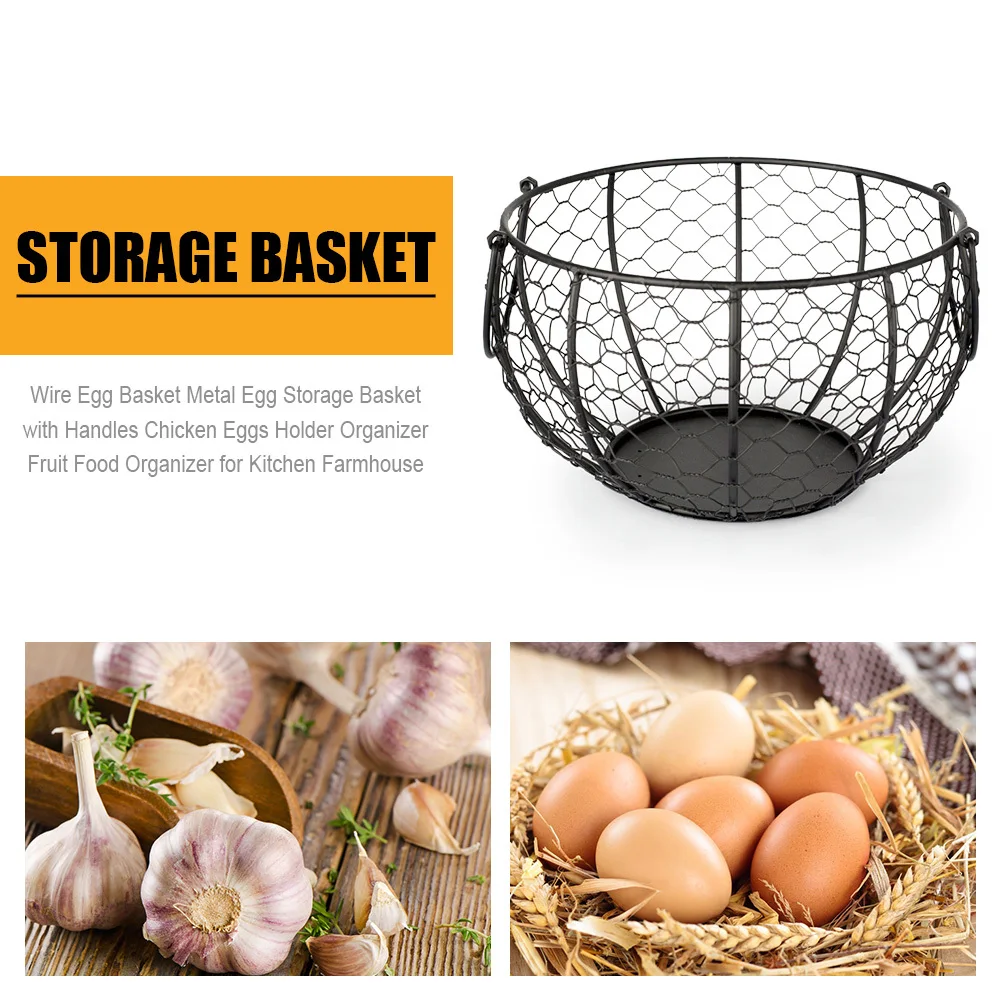 Chicken Wire Egg Basket With Handles and Includes EGGS / Wire