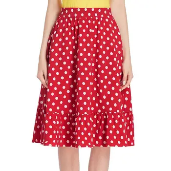 BPS02054 Belle Poque Womens Polka Dots Skirt With Pockets Elastic Waist Flared A-Line Vintage Skirts