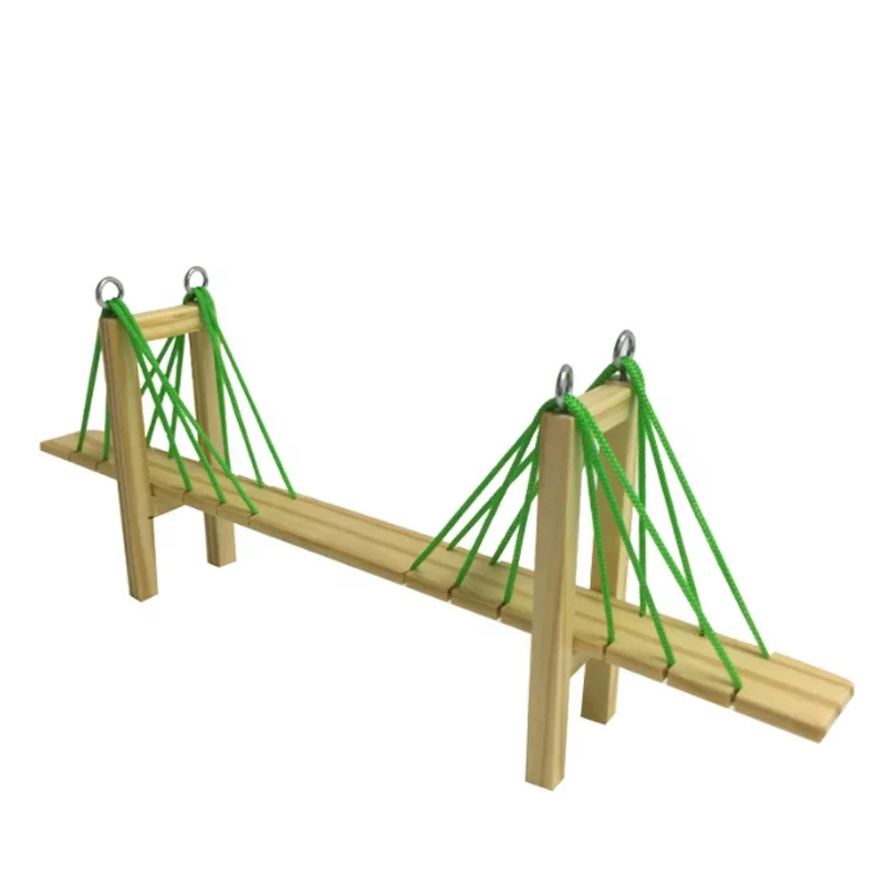 Construcción de puente de cable casero para niños, DIY, ciencia, Puzzle,  enseñanza, ayuda, modelo Experimental, juguetes hechos a mano