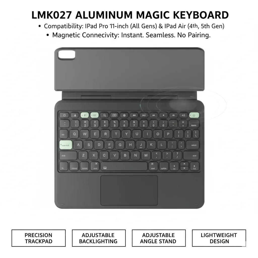 Aluminum Magic Keyboard for iPad Pro11for iPad Air Backlighting Trackpad Scratch-resistant Water-resistant Self-draining Keycaps