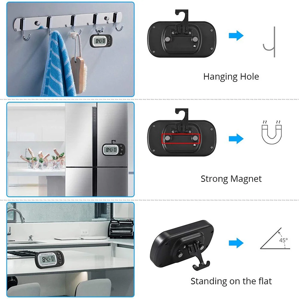 Digital Display Household Refrigerator Fridge Thermometer Thermometers with Magnet and Hook Freezer Thermometer