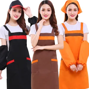 Korean Style H-Belt Design Advertising Apron for Female Waiters Custom Logo Canvas Work Uniform for Milk Tea Coffee Shops