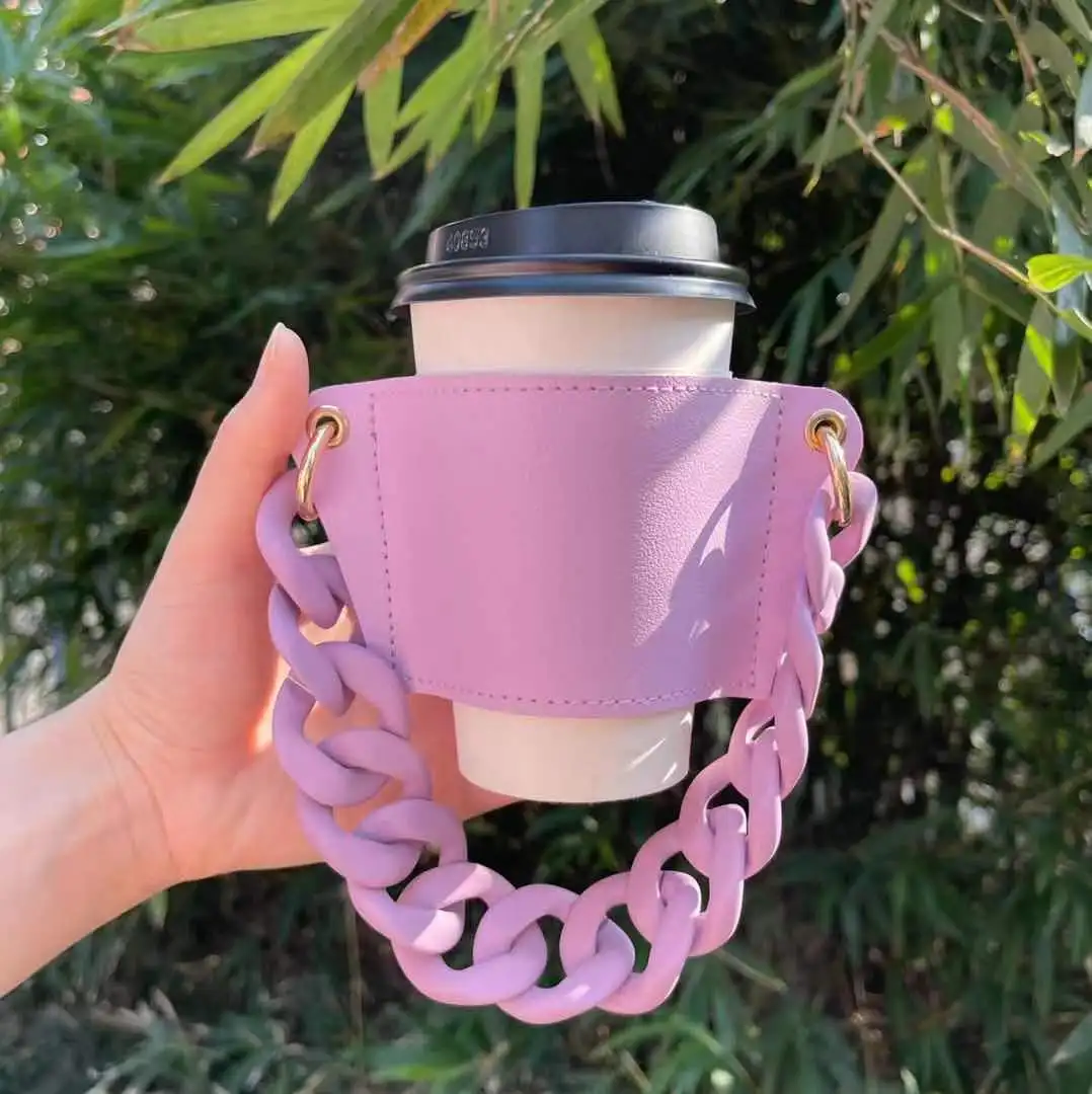 Pink Leather Coffee Cup Holder