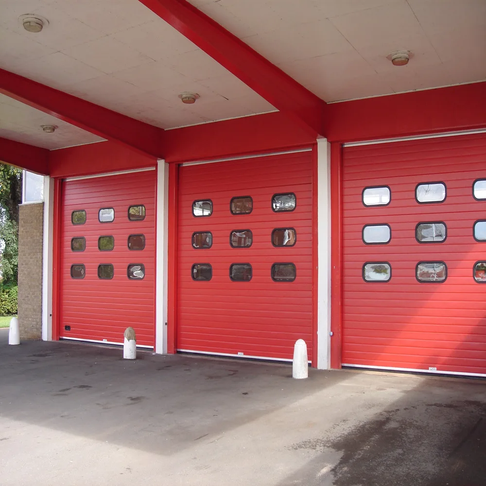 Doorhan Automatic Vertical Sliding Sectional Garage Door With Pedestrian Door and Windows Kit