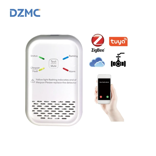 Tuya Smart Home Combustible Gas Leak Detector Alarm, CE/RoHS Certified