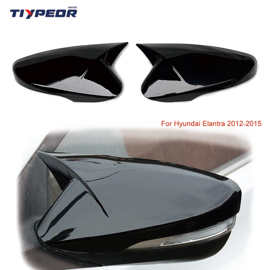 product side wing rearview mirror cover for hyundai elantra 2012   2015 glossy black cap sticker trim mirror shell for elantra 2013 2014-6