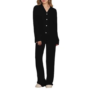 Manufacturer Women's Pajamas Bamboo Viscose Sleepwear Set Loungewear Custom Pjs 2 Piece Lounge Wear Set