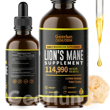 OEM ODM Lions Mane Supplement Memory Focus Brain Booster Daily Mushroom Tincture Lions Mane Drops