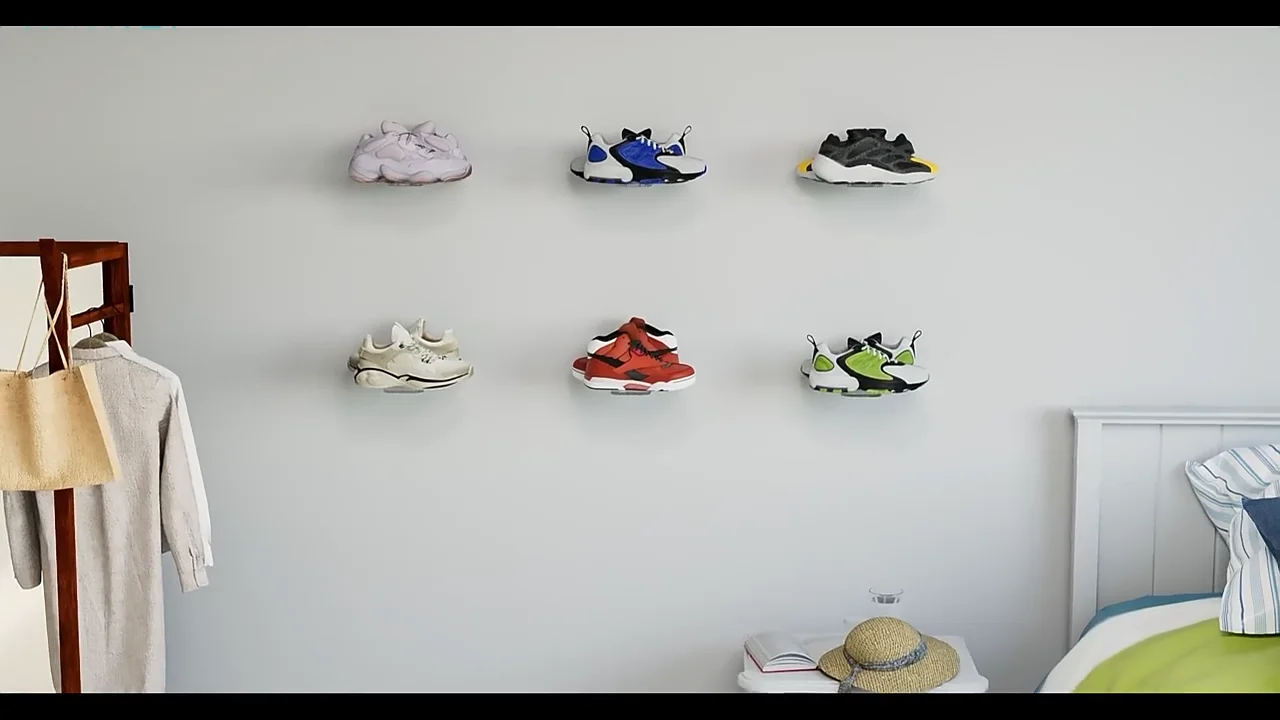 Acrylic Floating Shoe Display Durable Luxury Shelves