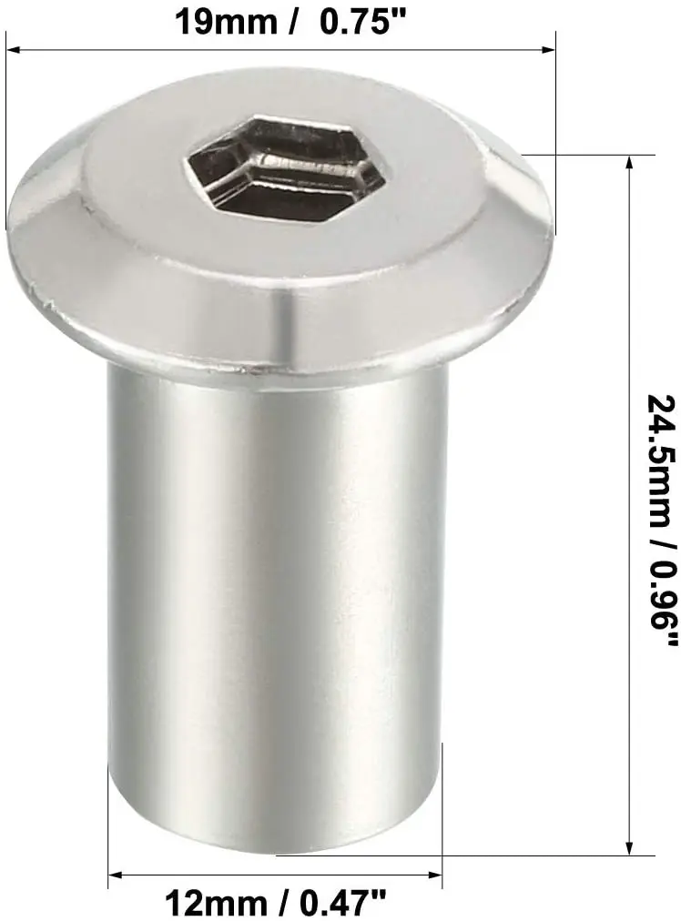 Fastener Torx Security Barrel Nut Countersunk Hexagon Stainless Steel Sleeve Nut