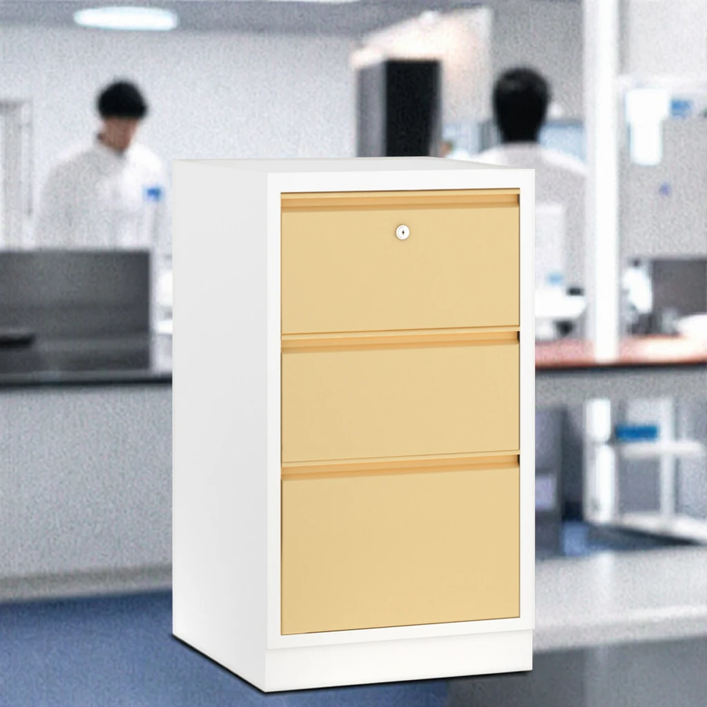 Three-Drawer Modern Stainless Steel Mobile Clinic Organizer 450mm Hospital Pharmacy Lab Storage Anti-Tip Locking System 5