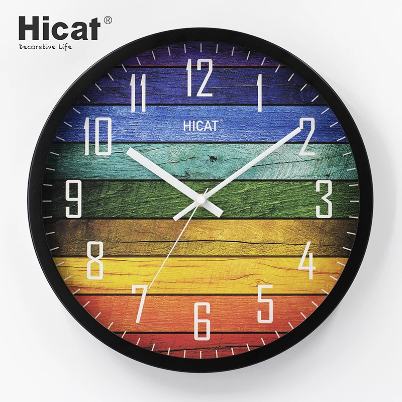 Custom China Wholesale Custom Logo Wall Clock Non Ticking Rainbow