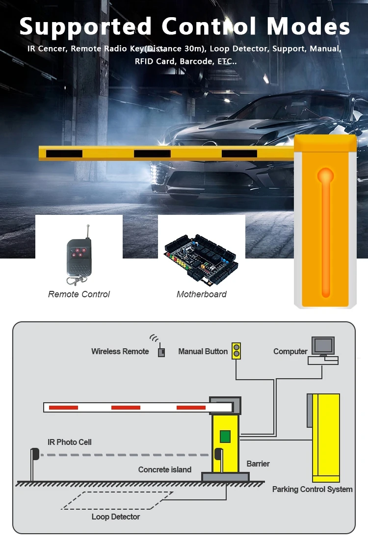 Hệ thống Boom Barrier Gate Cổng rào cản cánh tay thả tốc độ cao để quản lý bãi đậu xe