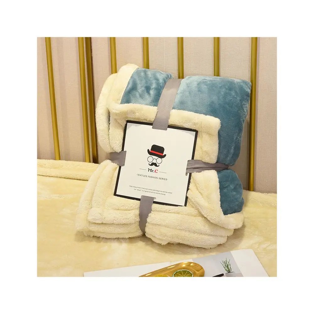 Двухслойное плюшевое флисовое покрывало из микрофибры (теплое/уютное/пушистое)