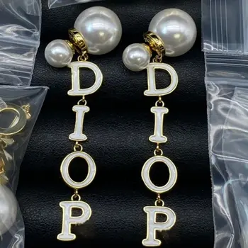 Christian D Chain Statement Teardrop Drop Designer Fine Fashion Luxury Freshwater Pearl Accessories Earrings Jewelry With Logo